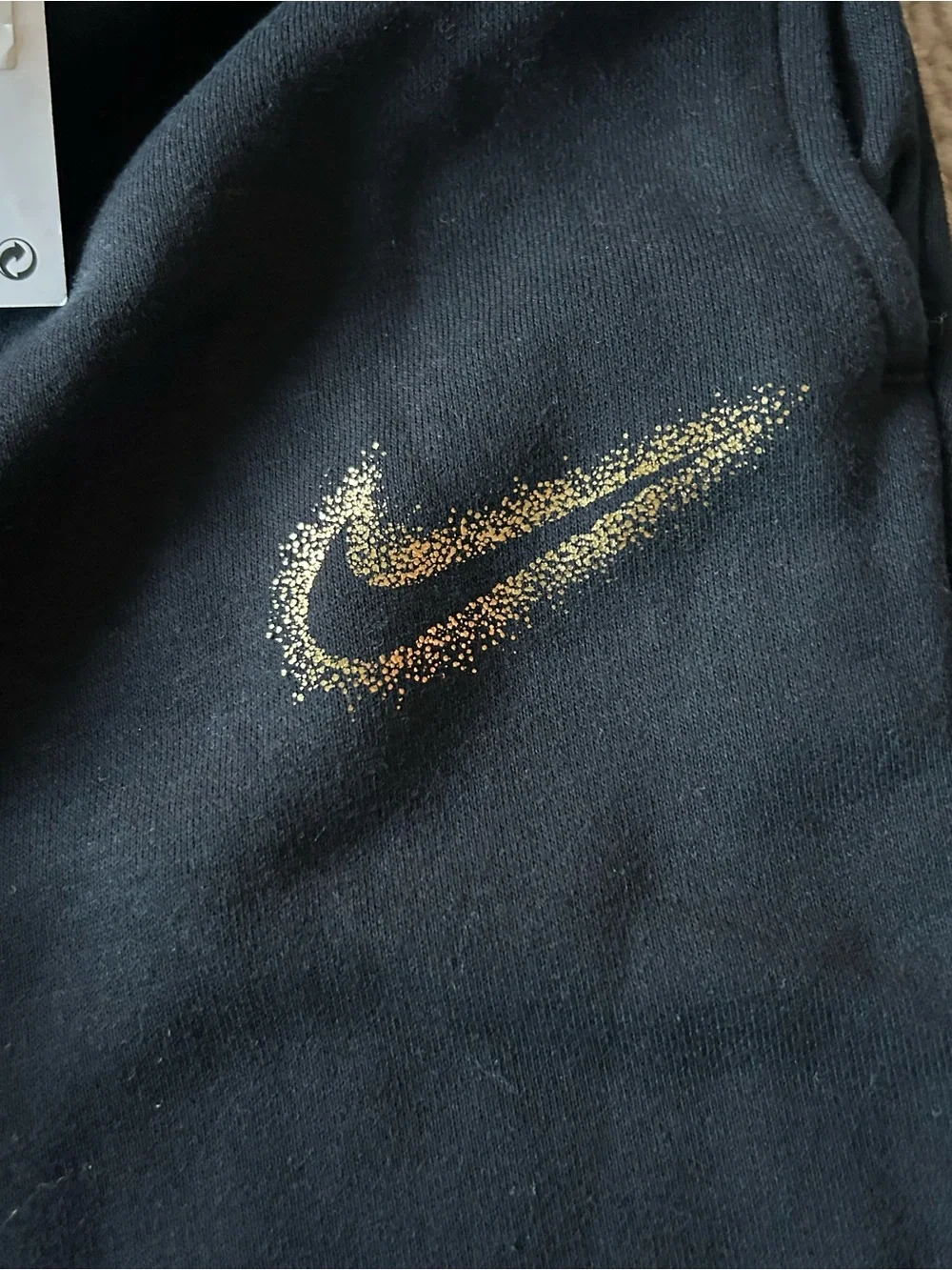 Nike Black Kids Jogger Sweatpants with Metallic Gold Swoosh